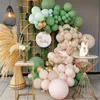 Gröna ballonger Garland Arch Kit Retro Green and Gold Latex Globos Birthday Christmas Wedding Party Decorations Supplies MJ0722