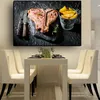Knife and Fork Meat Vegetable Kitchen Canvas Painting Cuadros Scandinavian Posters and Prints Wall Art Food Picture Living Room