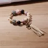 Nieuwe luipaardprint Siliconen Kraal Keychain Fashion Bag Hanger Tassel Mama Letters Bracelet Key Chains