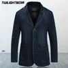 Mens Denim Blazer Male Suit Oversized Fashion Cotton Vintage 4XL Male Blue Coat Denim Jacket Men Jeans Blazers BG2182 220801