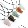 Pendentif Colliers Pendentifs Bijoux Pierre Naturelle Gem Sculpté Ange Quartz Rose Cristal Jade Onyx Perle Collier Guérir Dhw2H