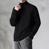 Herrt-shirts bär mäns hösttoppar trend botten smal långärmad koreansk mode grundläggande halva krage kläder y4255men's