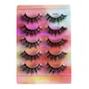 New Arrival Thick Curly Crisscross 5 Pairs Mink False Eyelashes Set Soft & Vivid Reusable Handmade Multilayer 3D Fake Lashes Full Strip Colourful Eyelashes Tray