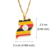 Colares pendentes Anniyo Uganda Map Flag Dollace Gold Color Jewelry Maps Uganda para homens #155121