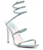 Sexy Renes Cleo Crystal-verrukt lederen sandalen schoenen strappy dames mooie pompen luxe merken zomer caovillas dame high hakken feest bruids