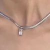 Hanger kettingen vierkant kristal voor vrouwen Koreaanse mode roestvrijstalen chokers mesketting op de nek sieraden groothandel N371 -spendant