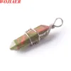 WOJIAER Natürliche Charms Edelsteine Wire Wrap Bullet Sechseckiger Anhänger Spitz Reiki Chakra Heilperlen Amethyst Weißer Opal Männer Frauen Schmuck BO946