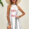 Пользовательская юбка сексуальное рукавочное мини -платье Женское лето 3D -печатное клуб наряды для вечеринок. Случайные халаты Femme 220708