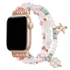 Jewelry Bracelet Strap For Apple Watch 41mm 45mm 44mm 42mm 40mm 38mm Bands Women Beaded Wristband iwatch 7 6 5 4 3 Se Series Watchband Accessories