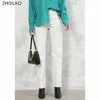 ZHISILAO Jean blanc Vintage Stretch taille haute droite jambe large Denim pantalon automne Jean Streetwear 220722