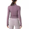 Col montant slim Yoga Jacket Zipper Running blazer Vêtements d'exercice slim doigtier cardigan à manches longues en plein air matin haut de course