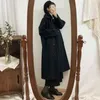 Femmes laine mélanges manteaux longs élégant simple boutonnage femme loisirs mince automne vêtements d'extérieur de haute qualité pardessus noir tout-match T220714