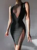 Summer Women s Sexy scollo a V senza maniche Mesh Diamond Bodycon Bandage Dress Fashion Designer Evening Party Vestido 220613