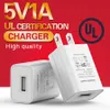 5V 1A USB Waller Charger UL/FCC/CE Portable Travel Power Adapter для мобильных сотовых телефонов Universal Chargers