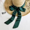 195 cm Pure Satin Silk Scarf Double-Sided Solid Color Hair Scarves Bag Rem halsdukar Fashion Elegant Belt Tie Handväska Rand