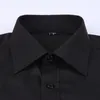 Classic Black French Cufflinks Men's Business Dress Long Sleeve Shirt Lapel Men Social 4XL 5XL 6XL Regular Fit 220330
