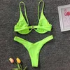 2023 Sommarkvinnor samlade stålstöd Split Bikinis Swimsuit Push Up Padded Low Midj Thongs Beach Wewar badkläder