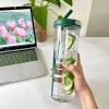 Fruit Tea Built-in Filter Cup Cute Water Bottle With Foldable Straw 700ML Portable Office Drinkware Outdoor Shaker