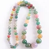 Pendentif Colliers Collier de perles à la main Pierre naturelle Ronde Vert Rouge Onyx pour femmes Bijoux Cadeau E094Pendant
