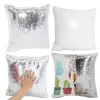 Sublimation Blank 40x40cm Oreillers Réversible Sequin Magic Taie d'oreiller Swipe Housse de coussin Taie d'oreiller