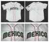 NA85 Toppkvalitet 1 Custom Mexico Jersey White Green Stitched Baseball Jersey Size S-4XL