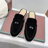 men Beach slippers Designer shoes Lazy Flat Baotou Flip flops shoe 100% leather lady SHoes Slides Suede letter classic women slipper Metal mens Sandals 4412ess