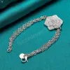 925 Sterling Silver Big Rose Flower Chain Bracelet For Women Charm Wedding Engagement Party Gift