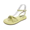 TopSelling 2022 women's flat fairy candy color new sandals summer fashion out wear one line beach Roman shoes for girl woman