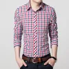 Men's Casual Shirts Classic Long Sleeve Plaid Men Button Down Shirt Slim Fit Mens Check Cotton 2022 Autumn Dress 4XLMen's Eldd22