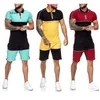 Herren-Trainingsanzüge, kurzes Trainingsanzug-Set für Herren, Farbblock, 2-teilige Trainingsanzüge, Herren-Sets, Sommer-Freizeitkleidung, Revershemd und Shorts, Trainingsanzug für Herren