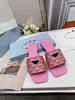 Luxury Ladies Flat Sandals Designer Square Toe Half Slippers Wide Bottom Comfortable Outdoor Beach Flip Flop 35-42 With Box