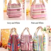 Lunch Totes Bag Thermal Insulated Portable Cool Canvas Stripe Carry Case Picnic high quality BBE13548