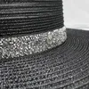Ladies puste okrągłe płaskie słomki czapki na plaży luksusowe lady boater słoneczne czapki panama słom