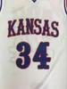 XFRSP 34 Paul Pierce Kansas Jayhawks Koszykówka Jersey White Blue Haft zszył dowolną nazwę i numer