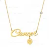 Collana in acciaio inossidabile con 12 segni zodiacali Ciondolo a catena in oro Vergine Cancro Lettera Pendenti Charm Star Astrologia Collane per gioielli di moda da donna