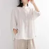 Blouses voor dames shirts vrouwen linnen shirt lente zomer halve mouw top dames katoen t-shirt Korean mode plus size losse ontwerper