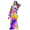 XL5XL Plus Size Set Abbigliamento Estate Sexy Tie Dye Top senza maniche e gonna lunga 2 Completo in due pezzi Abito all'ingrosso 220713