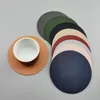 Mats Pads 6pcs / lot Round en cuir en cuir PVC Coffee Brinker Coasters for Table Top Protection Home Decoration Set