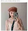 Pu Leather Women Autumn And Winter Trend British Retro Japanese Leisure Versatile Bright Face Octagonal Painter Bailey Hat J220722