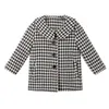 Autumn Winter Girls Plaid Woolen Coats Baby Girl Princess Coat Kids Turn-Down Collar Outwear Children Single-breasted Jackets Windbreaker