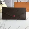 Real Cowhide Josephine Fold Long Walls Vintage Emilie Coin Purses Designer Luxury Clutch Bags Women Lady Casual ID Card Coin Bag291a