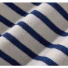 فصل الشتاء الأزرق الأزرق الأبيض مخطط طويل الأكمام T Shirt الرجال اليابانية الرجعية ثقيلة القطن قمم غير رسمية العشاق قميص الشارع T220808