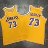 Vintage Authentic Dennis Rodman Mitchellness Jersey 73 Bryant Basketball Team Color Purple Yellow Białe Black Beige Sport 1996 1997