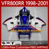 Kropps kit för Honda Interceptor VFR 800RR 800 CC RR VFR800RR 1998 1999 2000 2001 Bodywork 128NO.94 VFR-800 Grön Vit Blå 800cc VFR800R 98-01 VFR800 RR 98 99 00 01 FAIRING