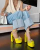 Dress Lederen Women Nieuwe Super CM Chunky High Heel Shoes CM Platform Pumps Silk Satin Diamond Polyurethane Bott