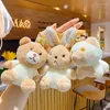 Keychains 12cm Cute Bear Dog Plush Key Toys Mini Dolls Pendant Keychain For Party Wedding Present Bag Enek22