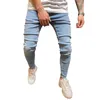 Jeans de los hombres de la moda para hombres delgados súper súper hombres no rasgados pantalones de mezclilla elástica cintura elástica gran tamaño pantalones largosmen's