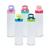 Sublimation 12oz 20oz Straight Sippy Cup Tumbler Gobelets à bouteille d'eau à couvercle rabattable pour enfants Tasses à boire isolées sous vide en acier inoxydable à double paroi avec poignée et couvercles