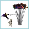 Cat Toys Leveringen Pet Home Garden LL Bell Veren Soft Colorf Rod speelgoed voor katten Kitten Grappig spelen Interac Dhawl