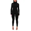 Gym Kleidung Frauen Schlank Langarm Sport Overall Einfarbig Hohe Kragen Zurück Zipper Siamese Hosen Sexy Für AutumnGym